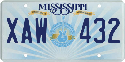 MS license plate XAW432
