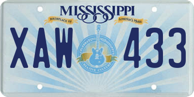 MS license plate XAW433