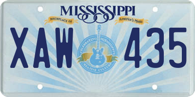 MS license plate XAW435