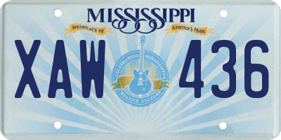 MS license plate XAW436