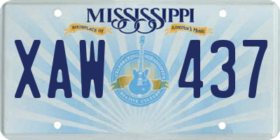 MS license plate XAW437