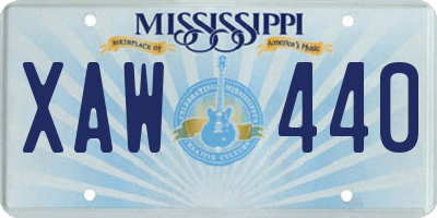 MS license plate XAW440