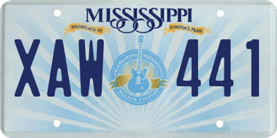 MS license plate XAW441