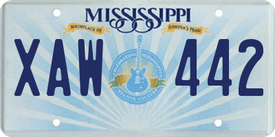 MS license plate XAW442