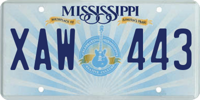 MS license plate XAW443