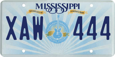 MS license plate XAW444