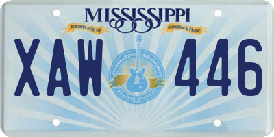 MS license plate XAW446