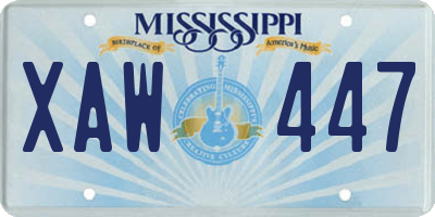 MS license plate XAW447