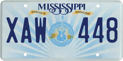 MS license plate XAW448