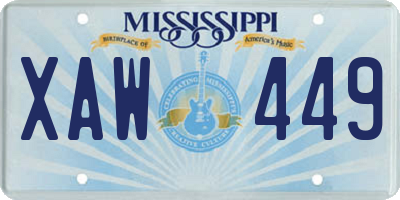 MS license plate XAW449