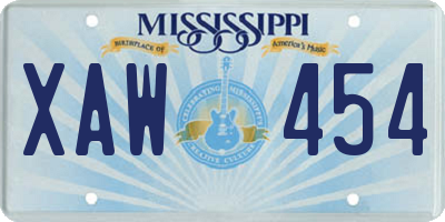 MS license plate XAW454