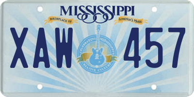 MS license plate XAW457
