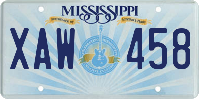 MS license plate XAW458