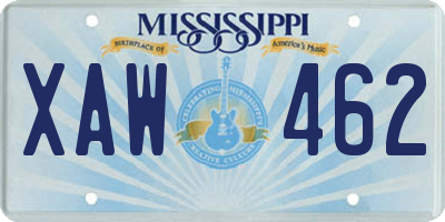 MS license plate XAW462