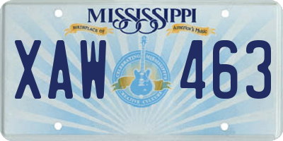 MS license plate XAW463