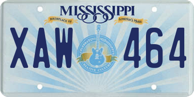 MS license plate XAW464