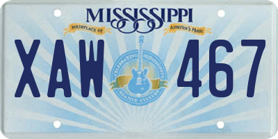 MS license plate XAW467