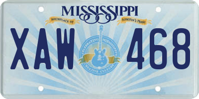MS license plate XAW468