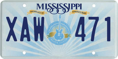 MS license plate XAW471
