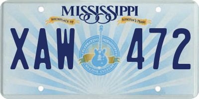 MS license plate XAW472