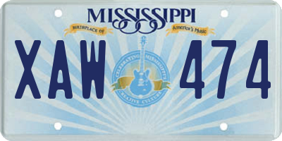 MS license plate XAW474
