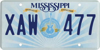 MS license plate XAW477