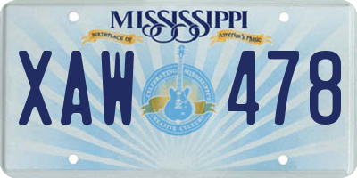 MS license plate XAW478