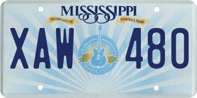 MS license plate XAW480