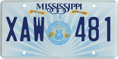 MS license plate XAW481