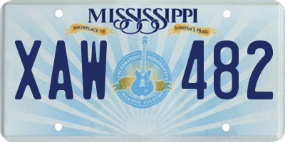 MS license plate XAW482