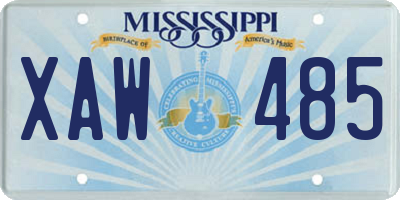 MS license plate XAW485