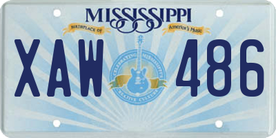 MS license plate XAW486