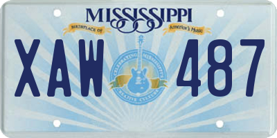 MS license plate XAW487