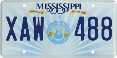MS license plate XAW488