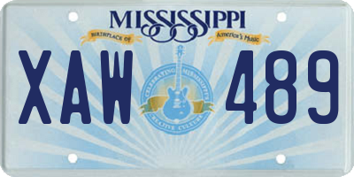 MS license plate XAW489