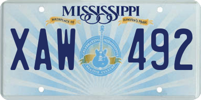 MS license plate XAW492