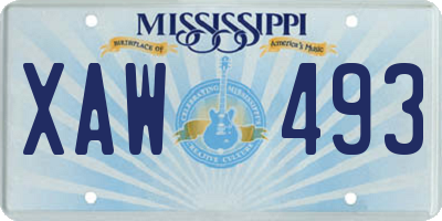 MS license plate XAW493