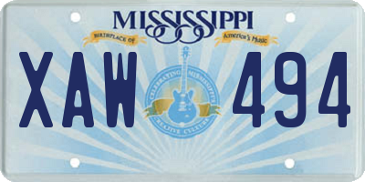 MS license plate XAW494