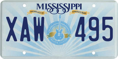 MS license plate XAW495