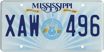 MS license plate XAW496