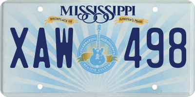 MS license plate XAW498