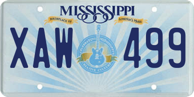 MS license plate XAW499