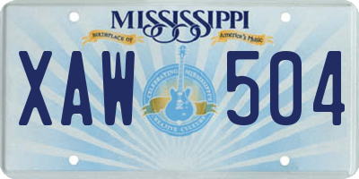 MS license plate XAW504