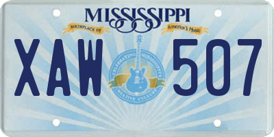 MS license plate XAW507