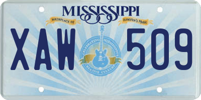 MS license plate XAW509