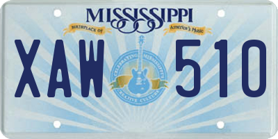 MS license plate XAW510