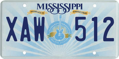 MS license plate XAW512