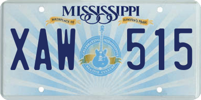 MS license plate XAW515