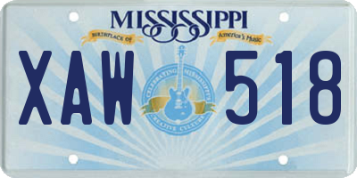 MS license plate XAW518