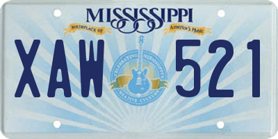MS license plate XAW521